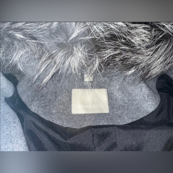 (SOLD) Soia & Kyo Real Silver Fox Fur & Wool Winter Jacket XL - Picture 6 of 8